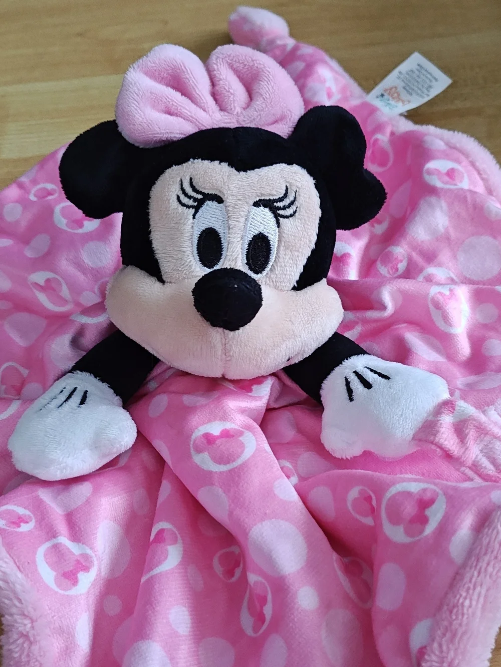 Disney Baby Minnie Mouse Security Blanket  Knitted Ends Paci Holder Pink
